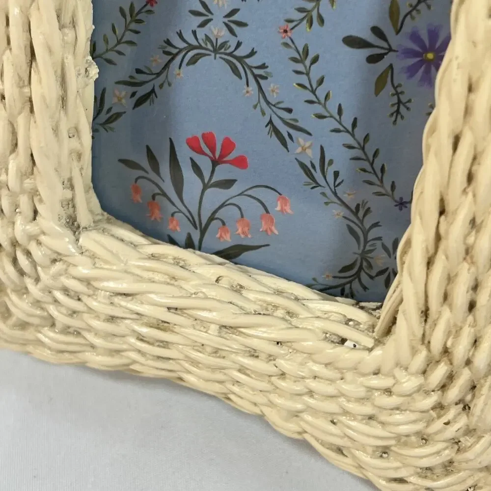 Vintage Lucid Lines 1979 Faux Wicker Frame Fits 3.5x5 Picture Photo Cream 70s